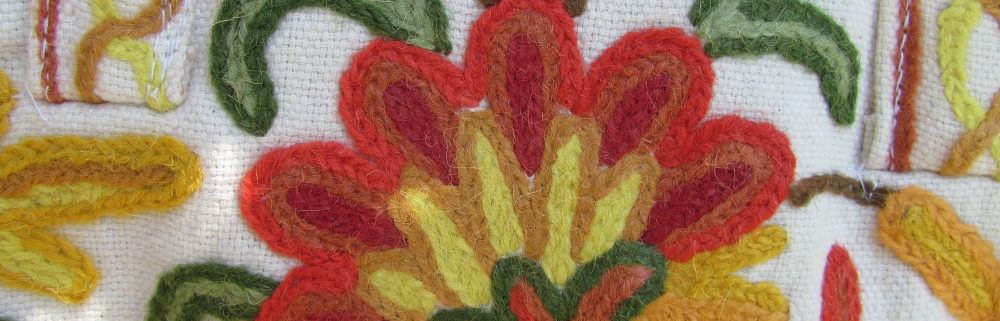 Handcrafted orange And yellow flower embroidery