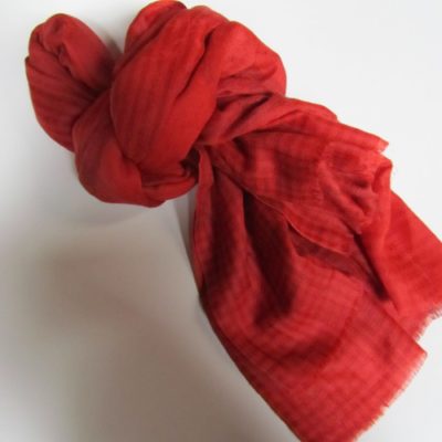 Red Stripe Wool Shawl