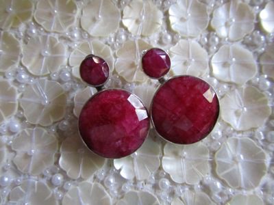 Ruby Like Faceted Earrings