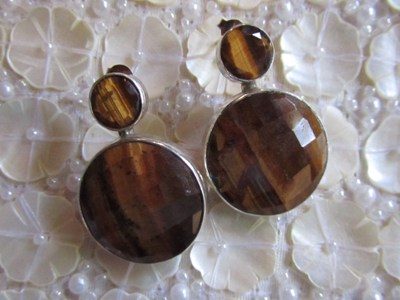 Fine TIger Eye Stones Set in Sterling Post