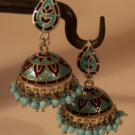 torquoise and dark blue enameled earrings