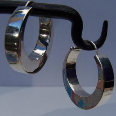 Sterling silver flat hoop earrings