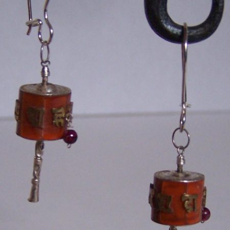 Prayer wheel earrings