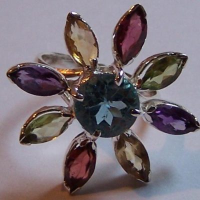 Multi round and marquis flower ring