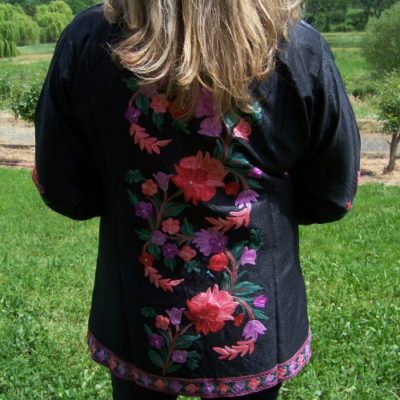 Black with embroidery